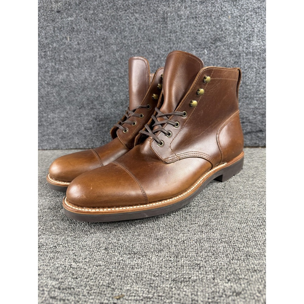 J.Crew Boots Mens 11 Brown Leather Combat Cap Toe Lace Up Ankle Lug Sole Casual